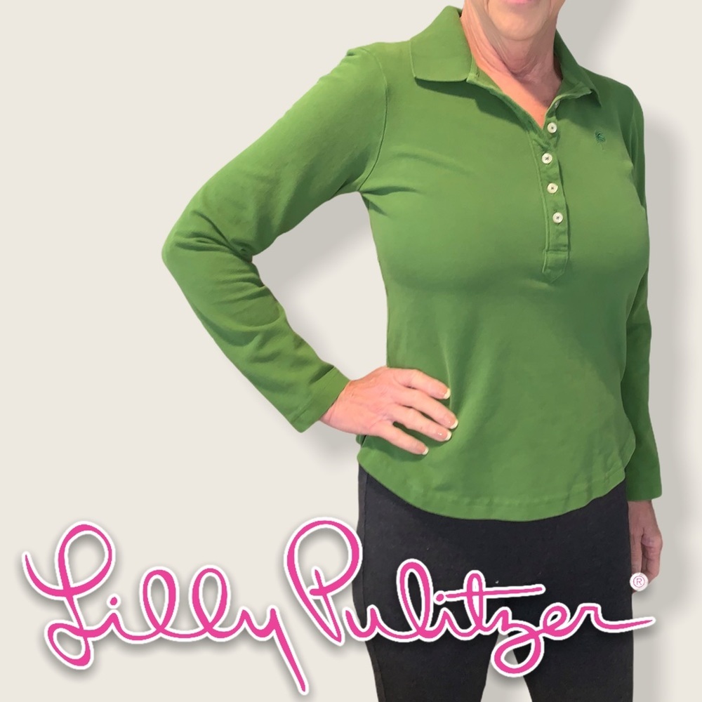 🌴Lilly Pulitzer green long sleeve polo
